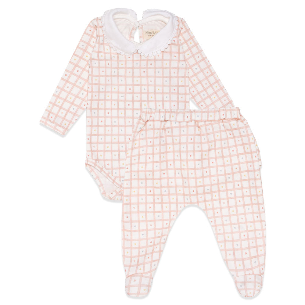 Pink Gingham Collar Baby Set