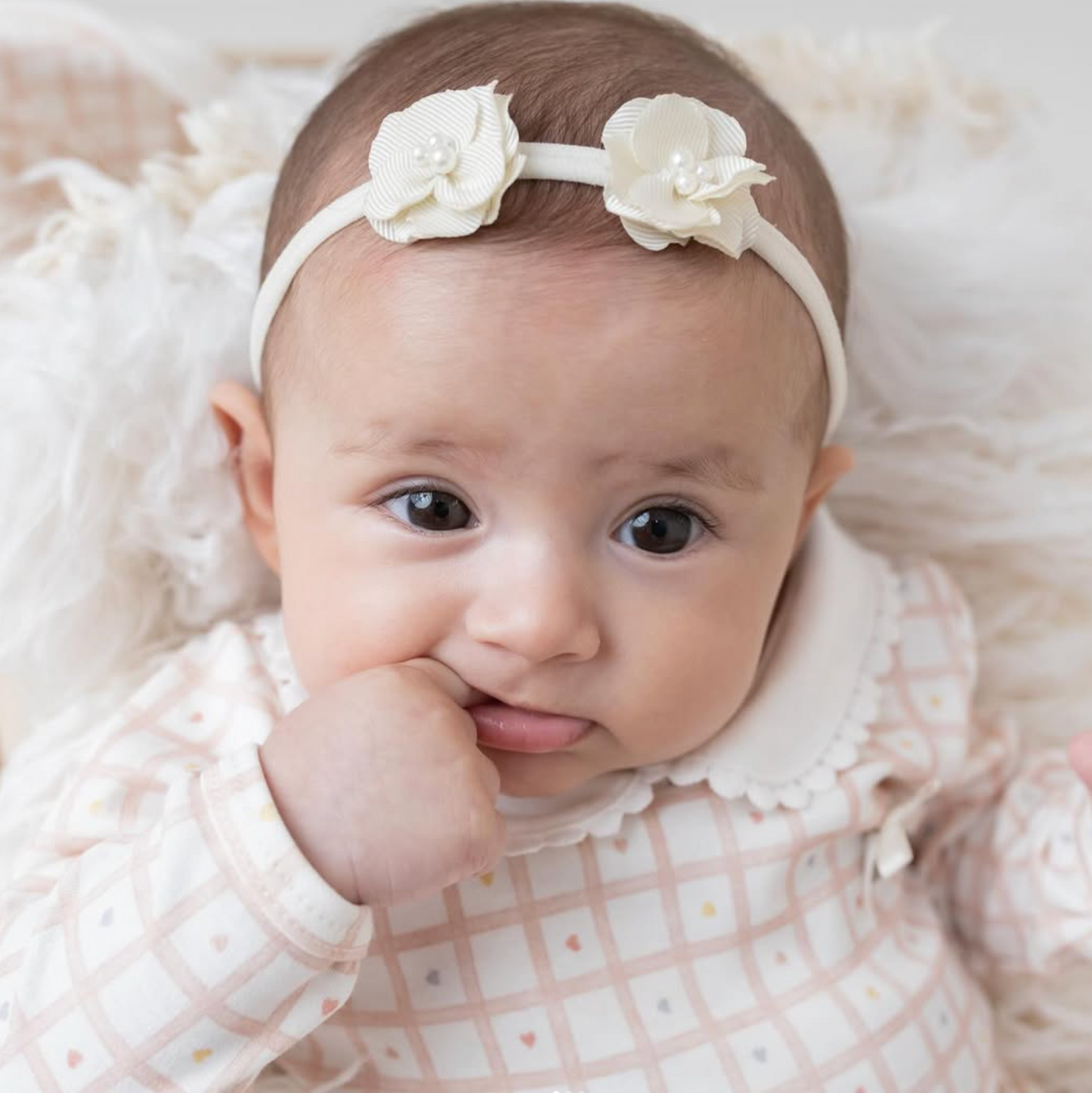 Pink Gingham Collar Baby Set