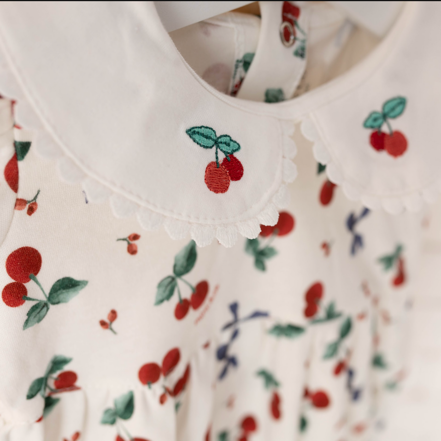 Cherry Collar Baby Romper