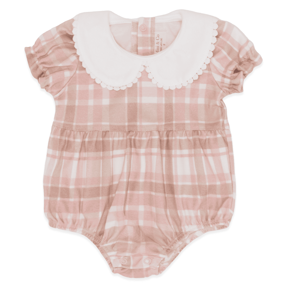 Blush Gingham Collar Romper