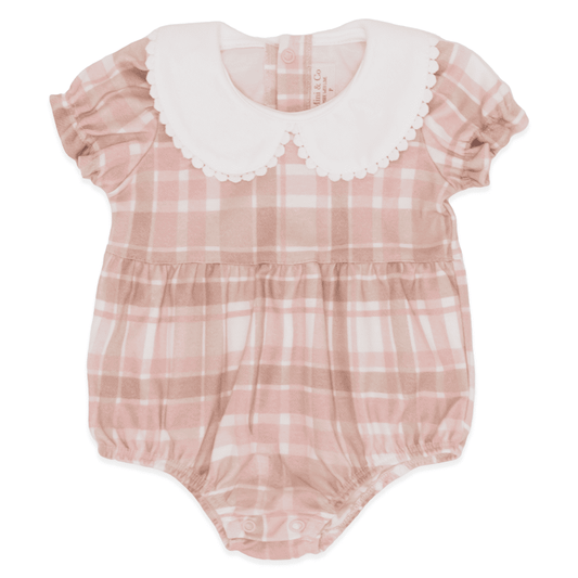 Blush Gingham Collar Romper
