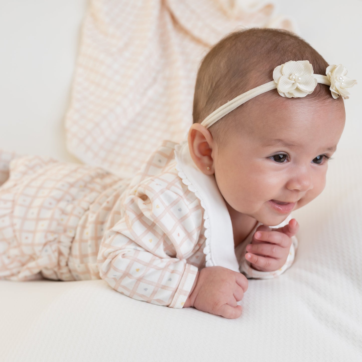 Pink Gingham Collar Baby Set