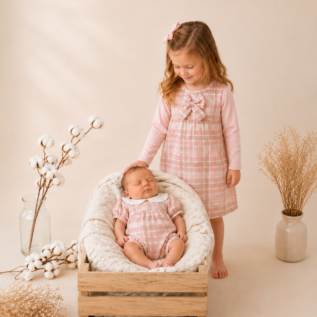 Blush Bow Baby Dress Set