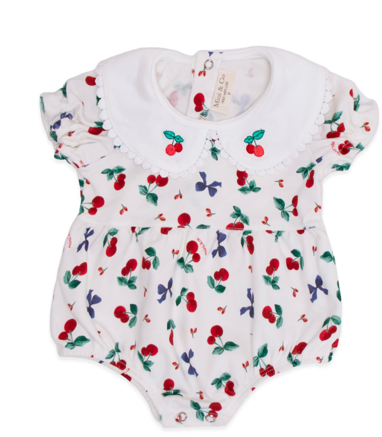 Cherry Collar Baby Romper