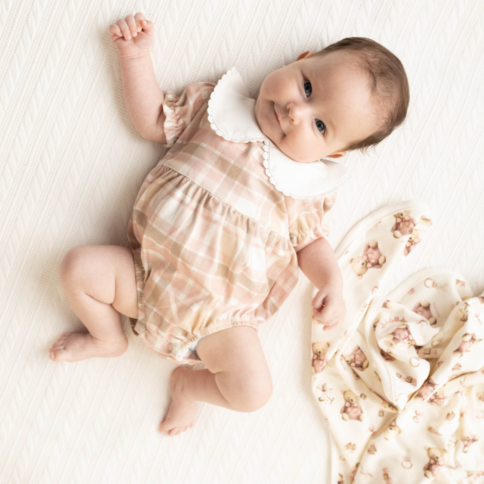 Blush Gingham Collar Romper